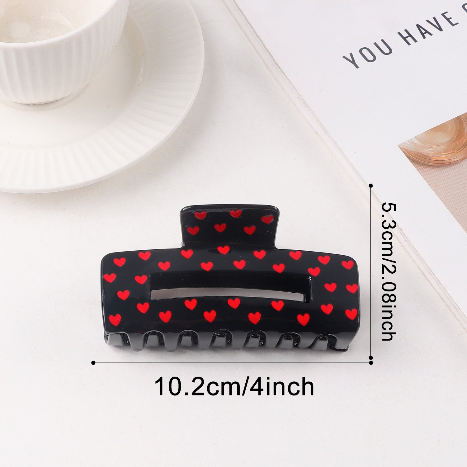 Heart Print Hair Claw - DippedShop Wholesale - #6163