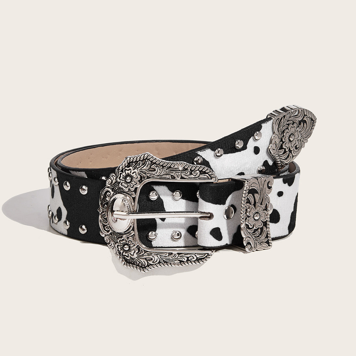 Trendy Animal Print Studded Metal Buckle Belt MK2LEEP6W6JBT49
