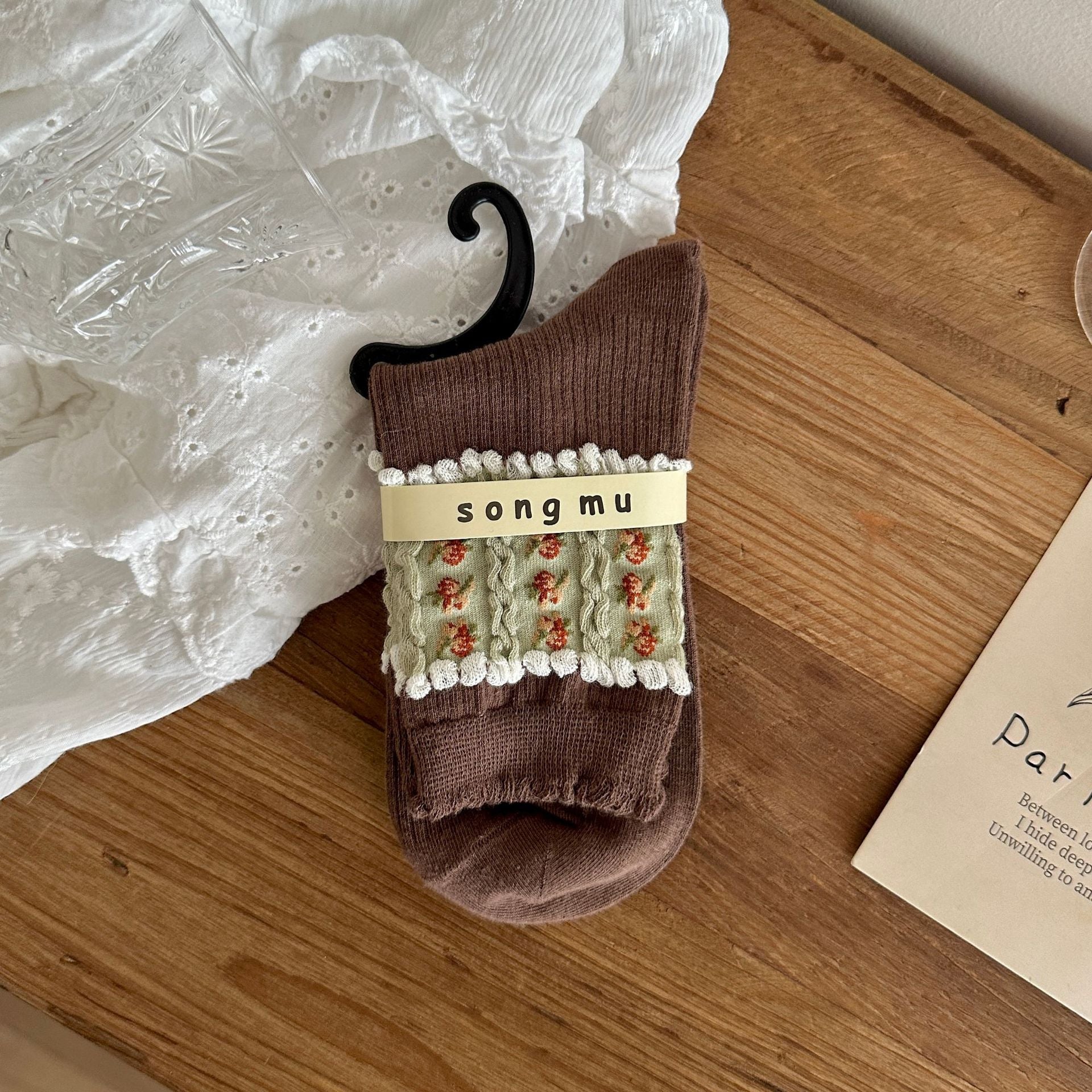 Floral Bow Crew Socks - DippedShop Wholesale - #1443