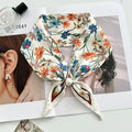 Vintage Floral Print Pearl Solf Silk Scarf MK2BLW6W6NSI64