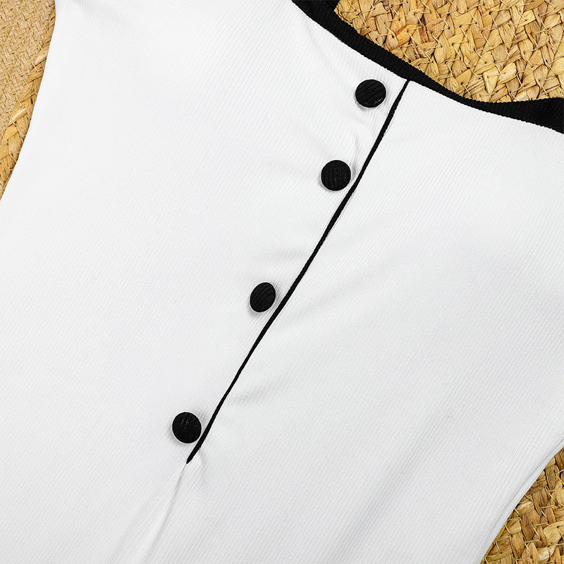 Minimalist Color Contrast Swimsuit - DippedShop Wholesale - #1827