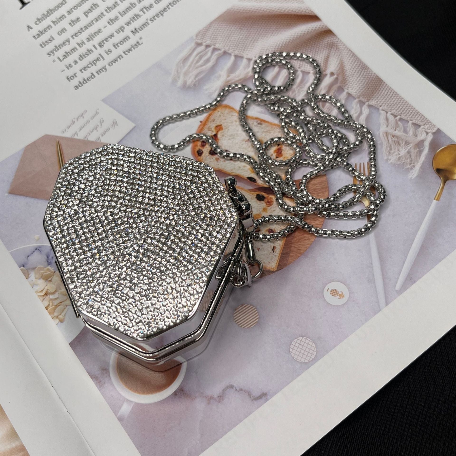 Glitter Rhinestone Acrylic Mini Apple Crossbody Bag 6W10BBG1736