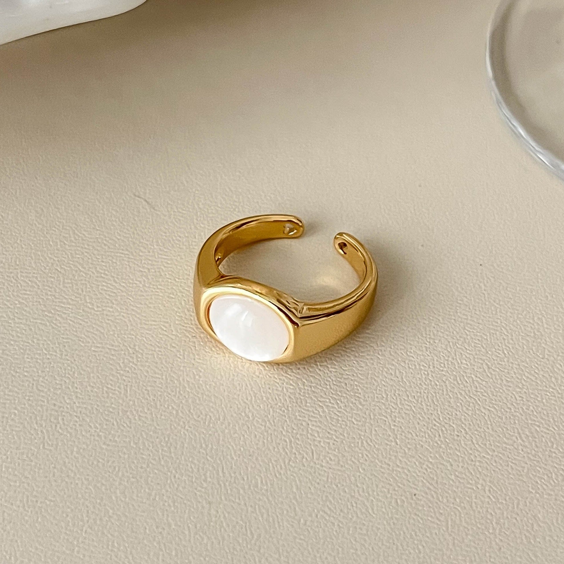 Stylish Gold Plated Diamond Open Ring 8ZA6JRG120T