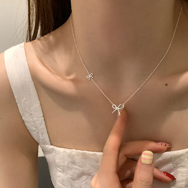 Minimalist Bow Knot Pendant Chain Necklace 6W6JNC435