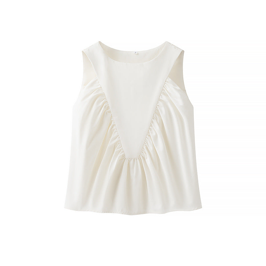 Solid Color Ruched  Sleeveless Tank Top DP25D902