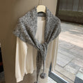 Knit Pom-Pom Shawl - DippedShop Wholesale - #6931