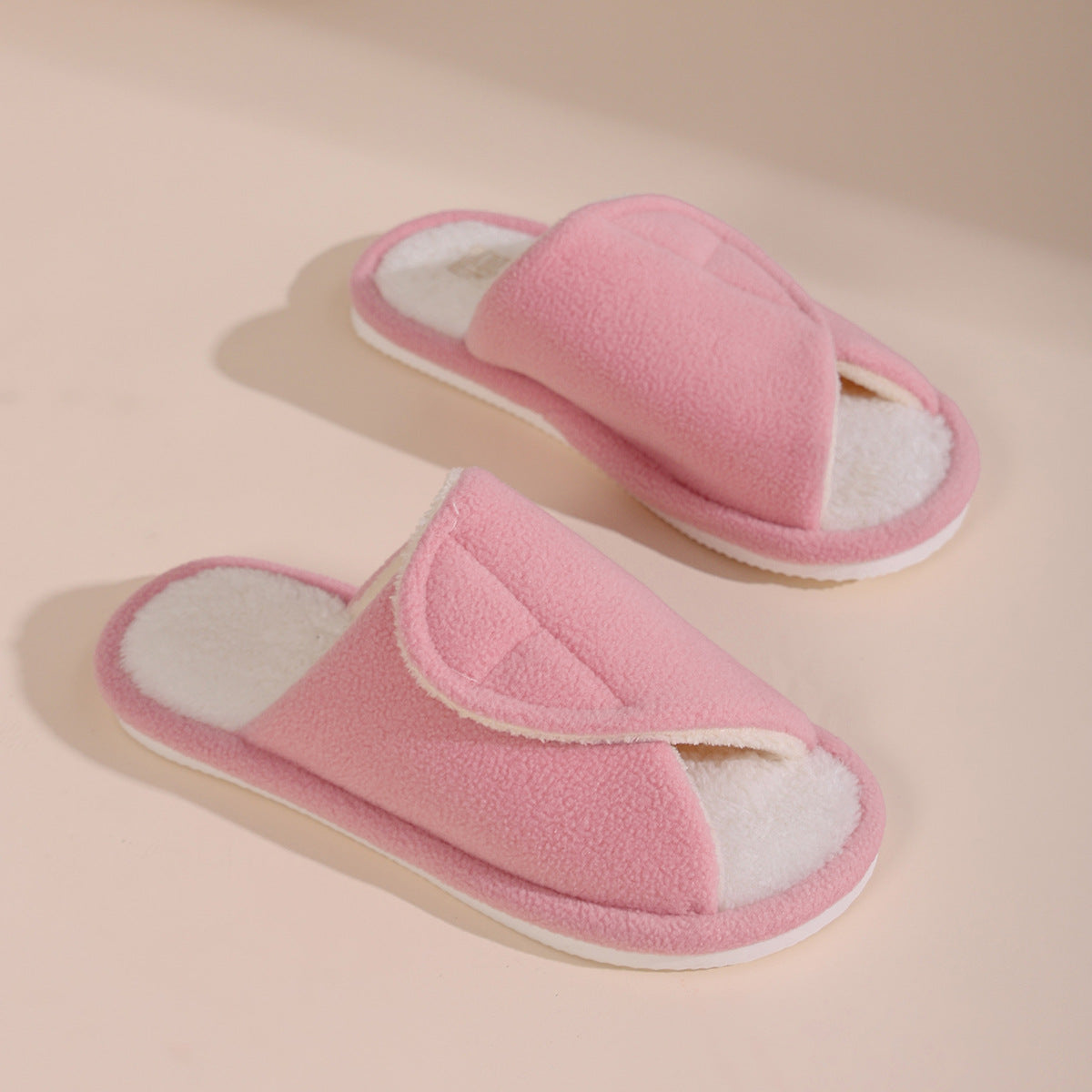 Plush Open Toe Adjustable Slippers - DippedShop Wholesale - #2691