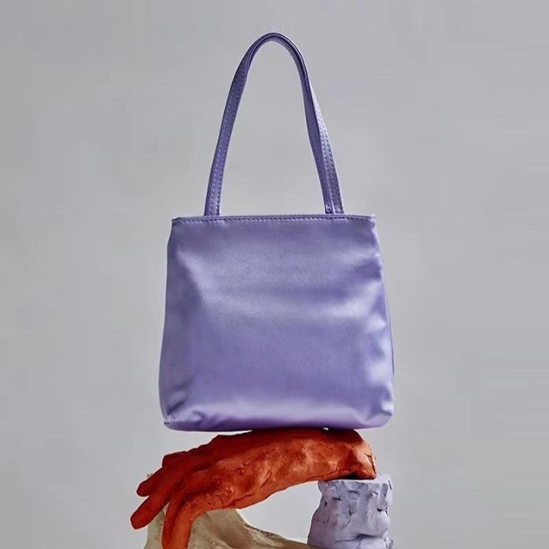 Minimalist Solid Color Satin Handbag 6W10BBG1344