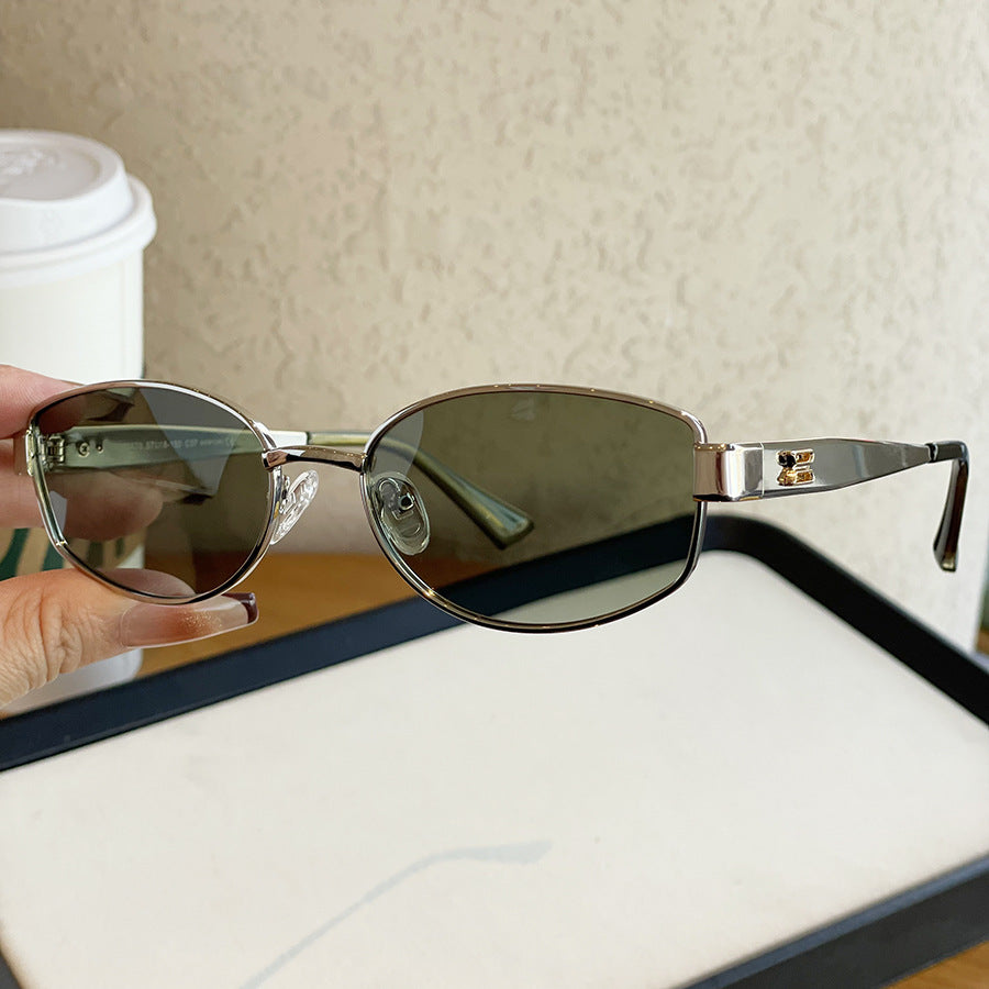 Vintage Oval Metal Frame Polarized Sunglasses MK2PPIM6W6GSG218