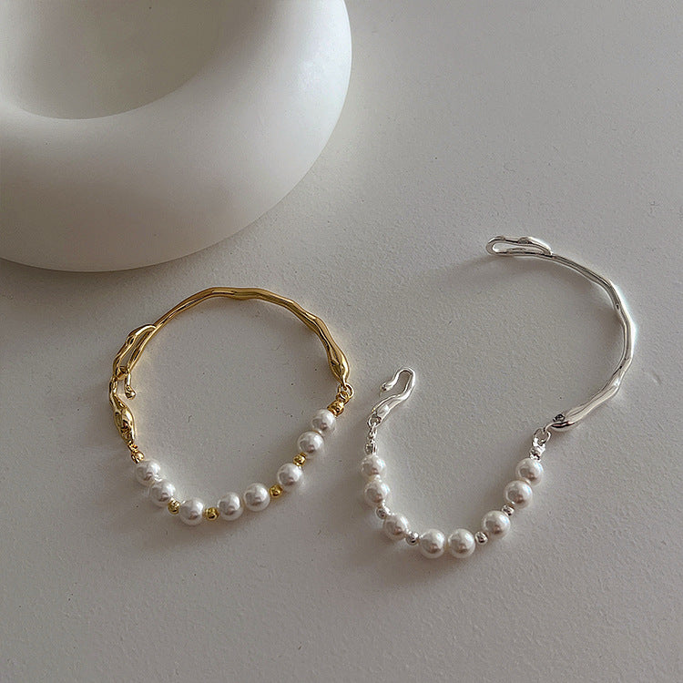 Trendy Irragualr Pearl Beaded Link Chain Bracelet 6W6JBR384