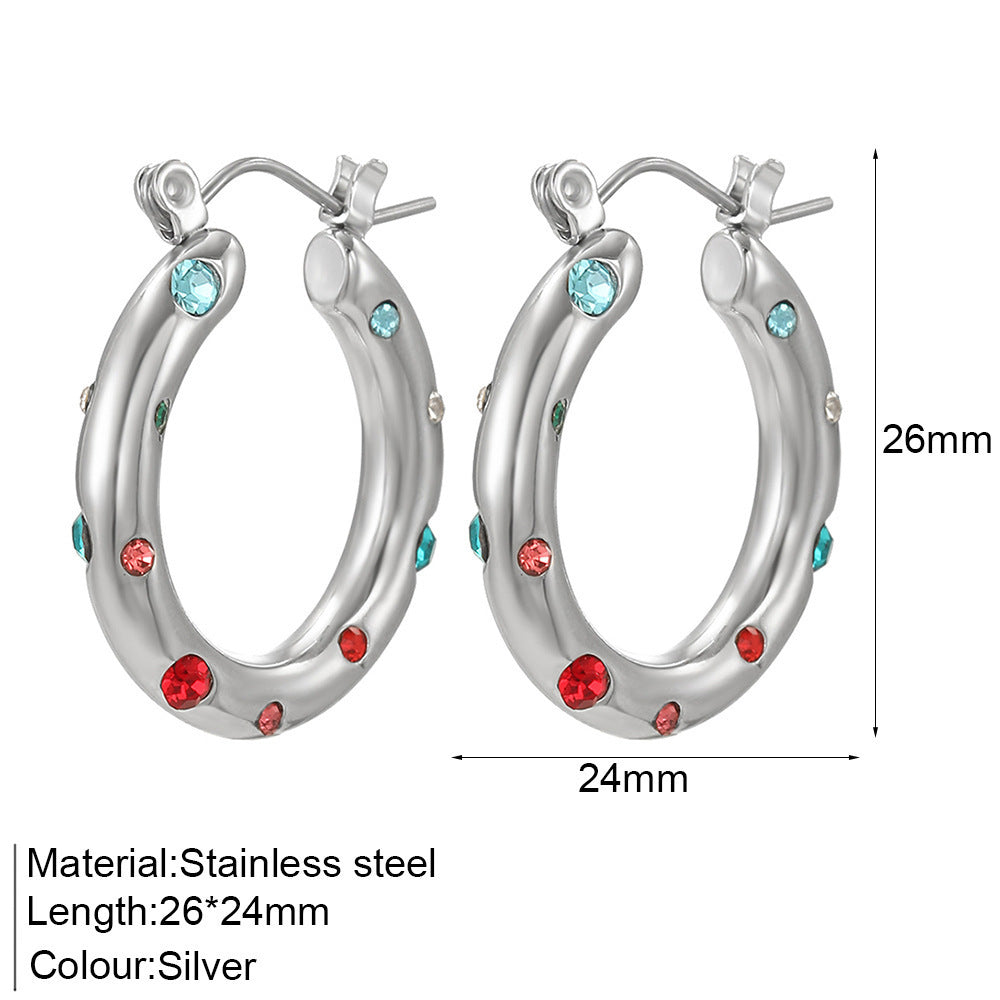 Rhinestone Pearl Hoop Earrings - DippedShop Wholesale - #1523