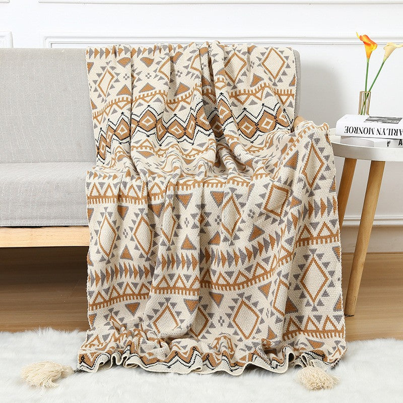 Bohemian Tassel Soft Knit Throw Blanket DP25E584