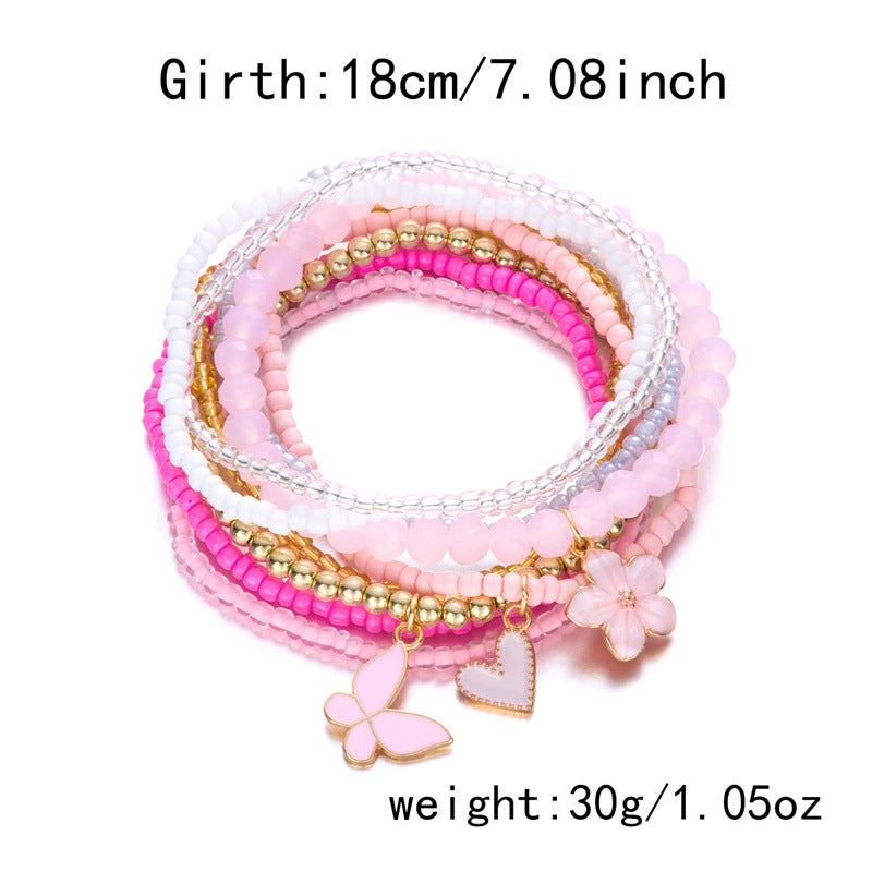 Boho Flower Butterfly Multi-Layer Beaded Bracelet 6W6JBR507