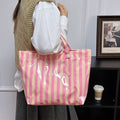 Casual Striped Color Block Versatile Tote Bag 6W10BBG1968