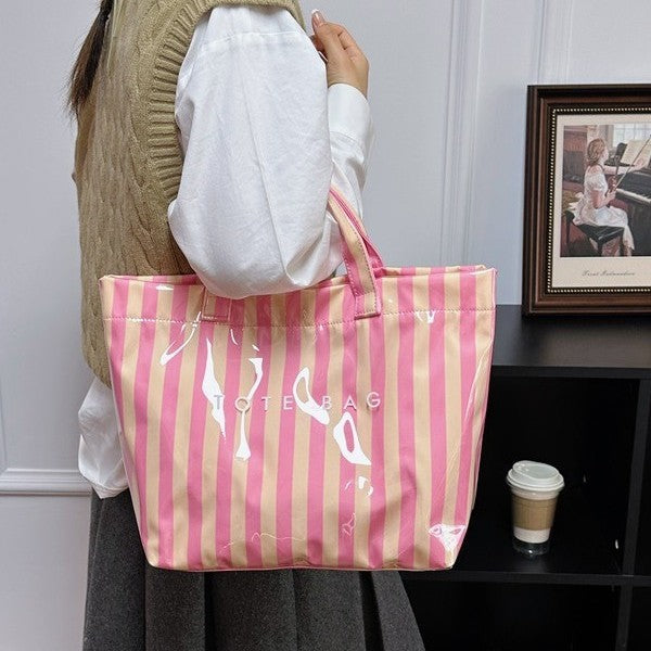 Casual Striped Color Block Versatile Tote Bag 6W10BBG1968
