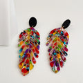Minimalist Acrylic Leaf Tassel Earrings - DippedShop Wholesale - #2739