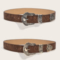 Vintage Western Floral Embossed Faux Leather Belt 6W6JBT227