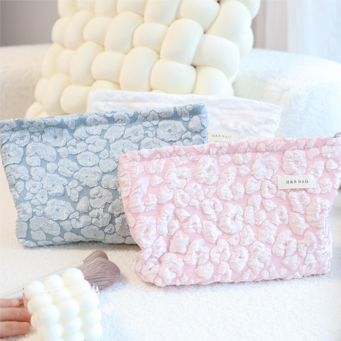 Floral Jacquard Simple Cloudy Cosmetic Bag DPB1013