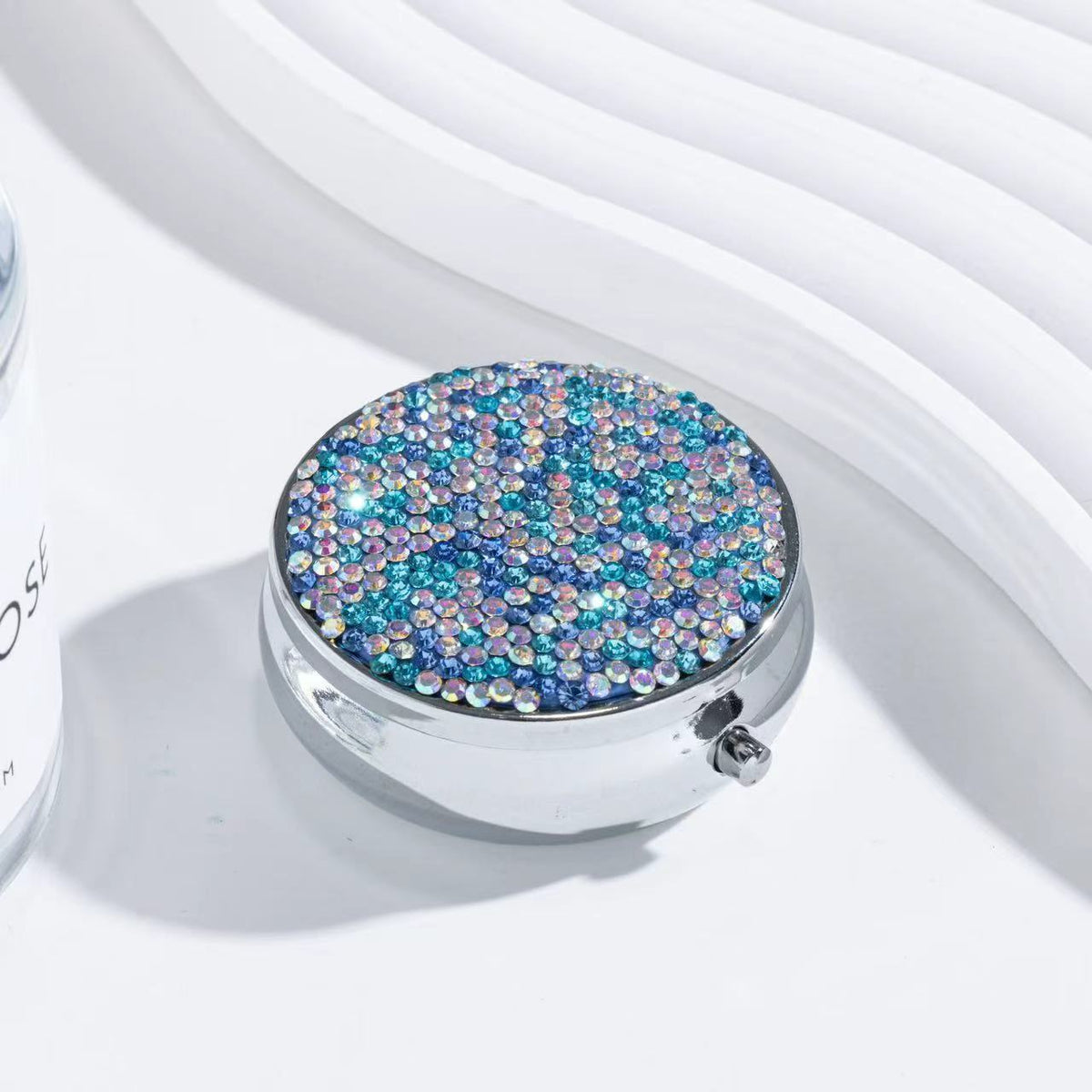 Rhinestone Round Mirror Case - DippedShop Wholesale - #6659