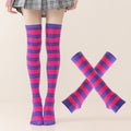 Cosplay Striped Thigh High Socks Arm Warmer Set 6W8FSO912