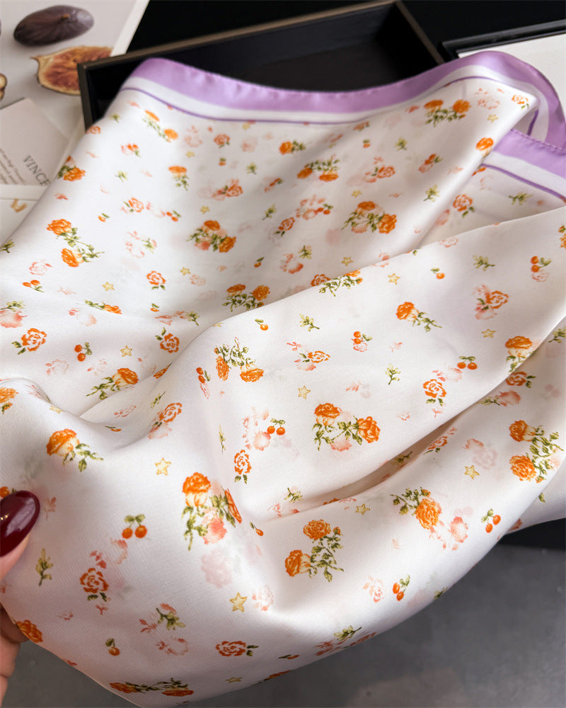 Fresh Floral Print Neckchief Versatile Square Scarf MK2BW6W6NSI22