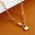 Vintage Gold Plated Lock Pendant Choker Necklace 6W6JNC618
