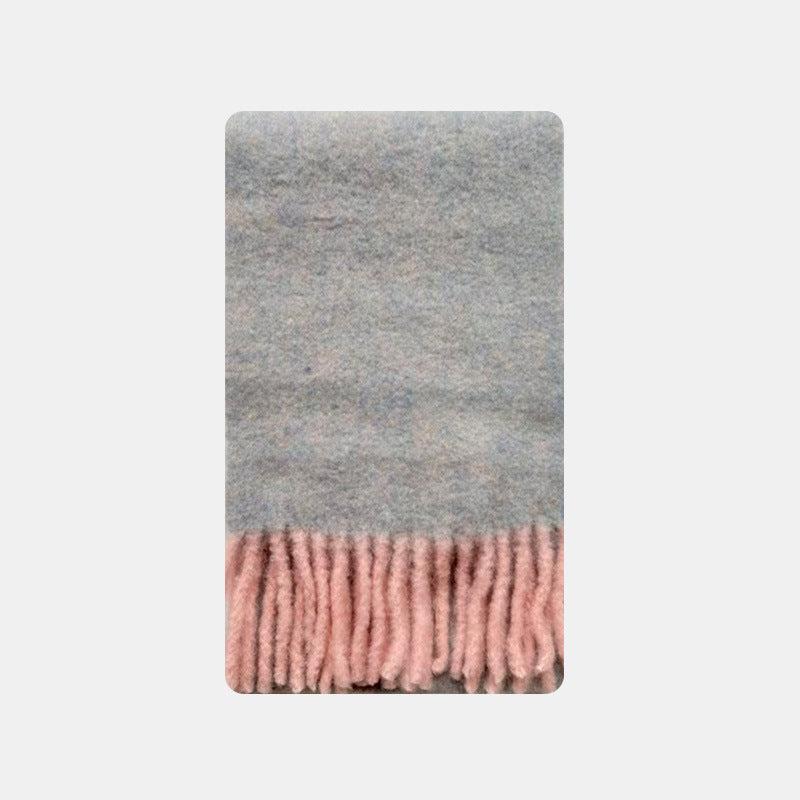 Color Block Tassel Wool Scarf - DippedShop Wholesale - #0579
