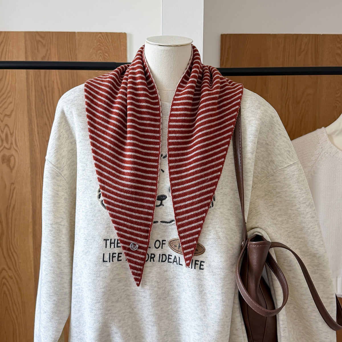 Striped Knit Triangle Scarf - DippedShop Wholesale - #7251