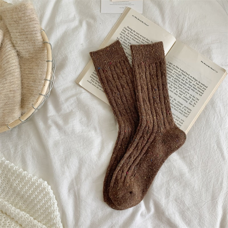 Thick Warm Wool-Blend Cable Knit Socks 6W8FSO710