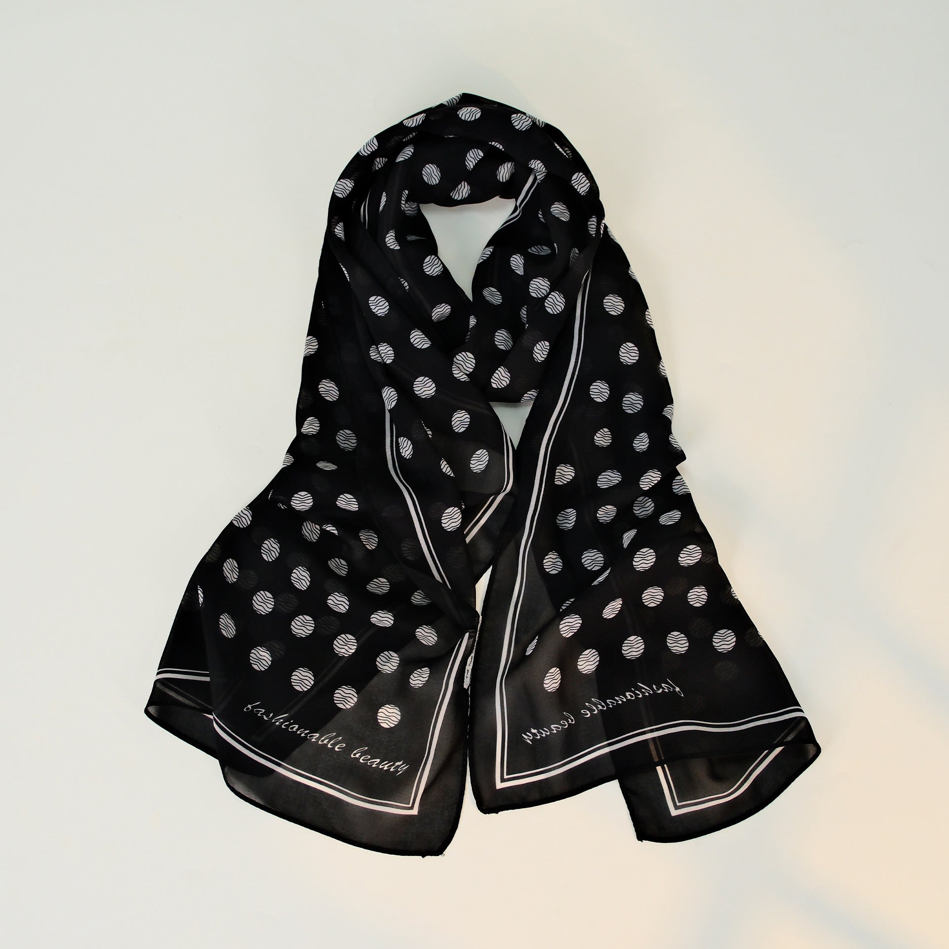 Chic Color Block Polka Dots Silk Scarf 6W6NSI256