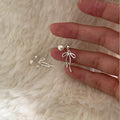 Pearl Bow Tassel Stud Earrings - DippedShop Wholesale - #3139