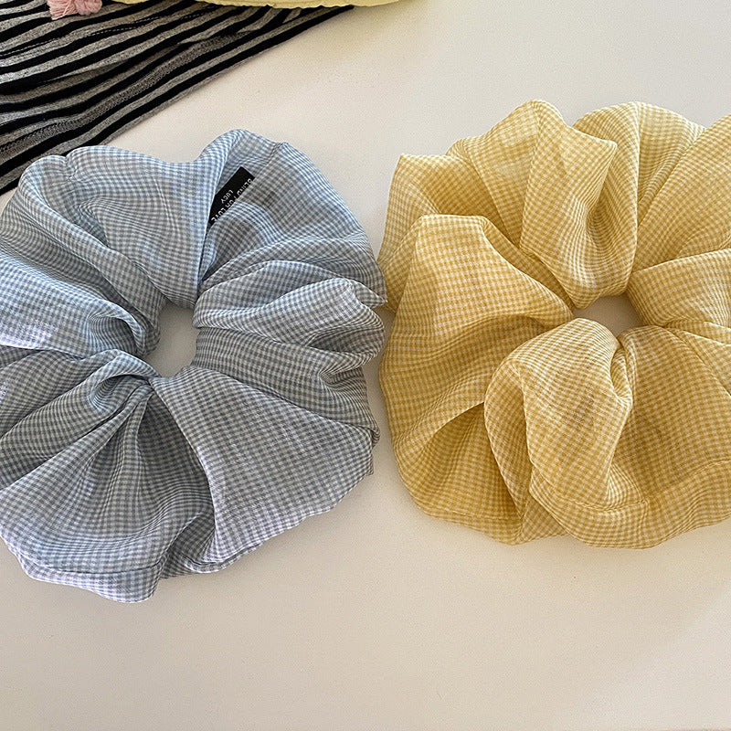 Plaid Mesh Hair Scrunchie - DippedShop Wholesale - #5395