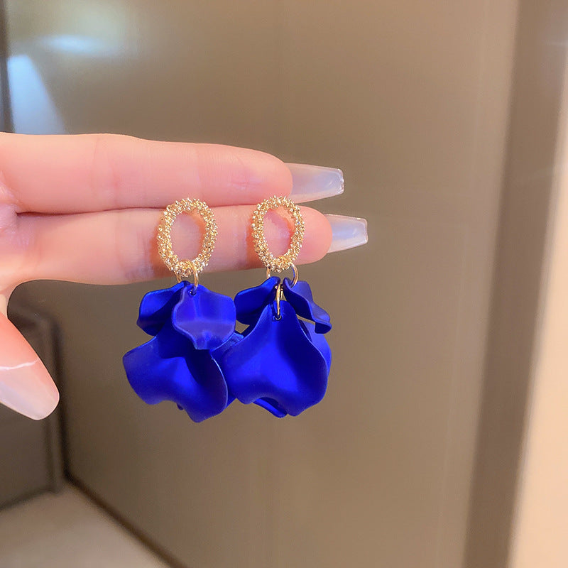 Trendy Blue Irregular Textured Dangle Earrings 6W6JER737