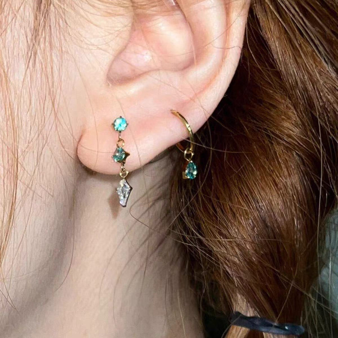 Rhinestone Hoop Earrings - DippedShop Wholesale - #5411