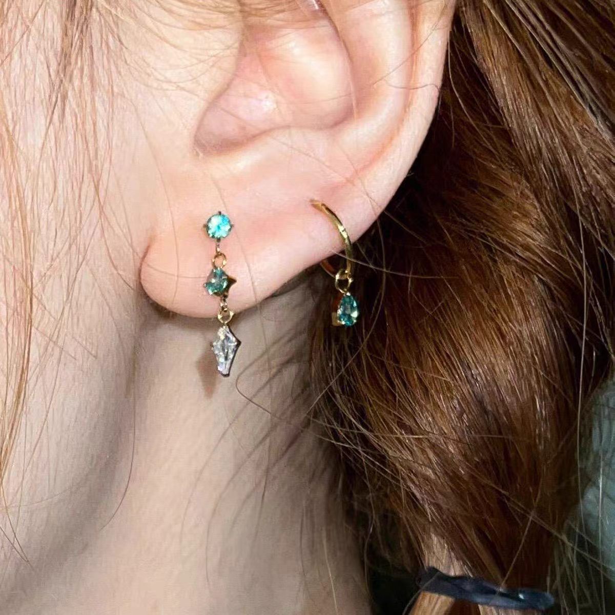 Rhinestone Hoop Earrings - DippedShop Wholesale - #8179
