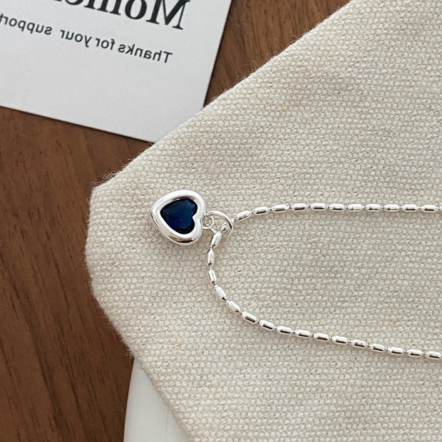 Simple Cubic Zirconia Heart Pendant Choker Necklace 6W6JNC387L