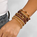 Retro Wooden Bead Strtchy Multi-Layer Bracelets 6W6JBR503