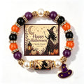 Handmade Halloween Ghost Beaded Stretch Bracelet 6W6JBR449