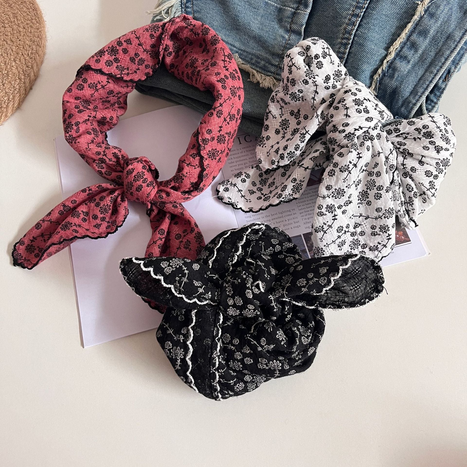 Vintage Floral Print Neckerchief Head Scarf MK2BW6W6NSI16