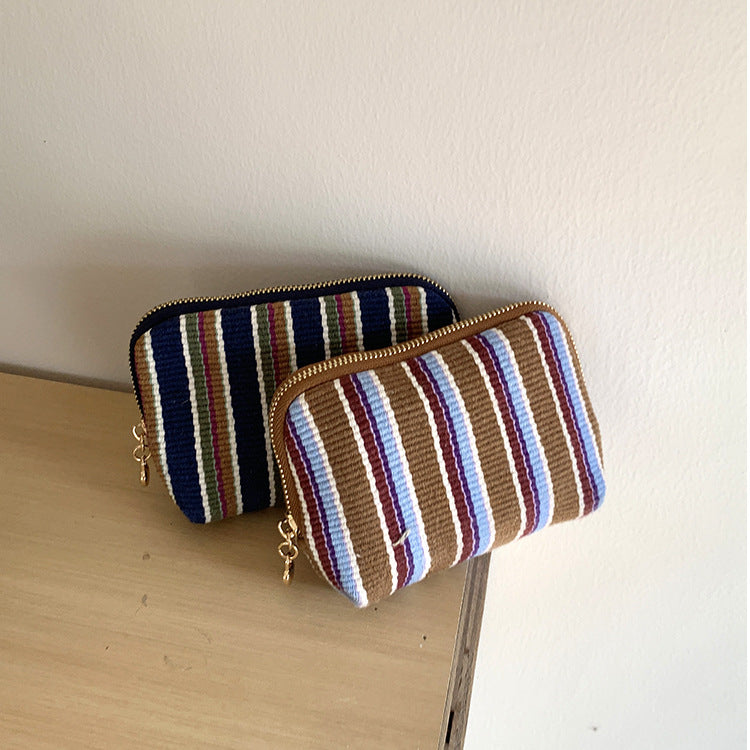 Striped Color Contrast Portable Jewelry Orangizer Bag 6W13HSJ96