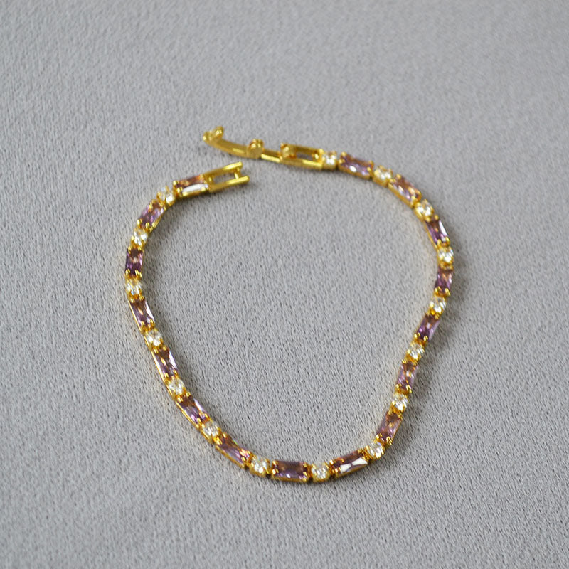 Fashion Color Contrast Cubic Zirconia Tennis Bracelet 6W6JBR471