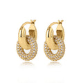 Stylish Interlock Rhinestones Hoop Earrings 6W6JER569