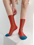 Vibrant Color Block Vertical Striped Crew Socks 6W8FSO667