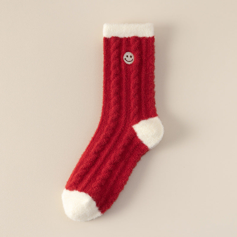 Cute Embroidery Thickened Plush Thermal Socks 6W8FSO898