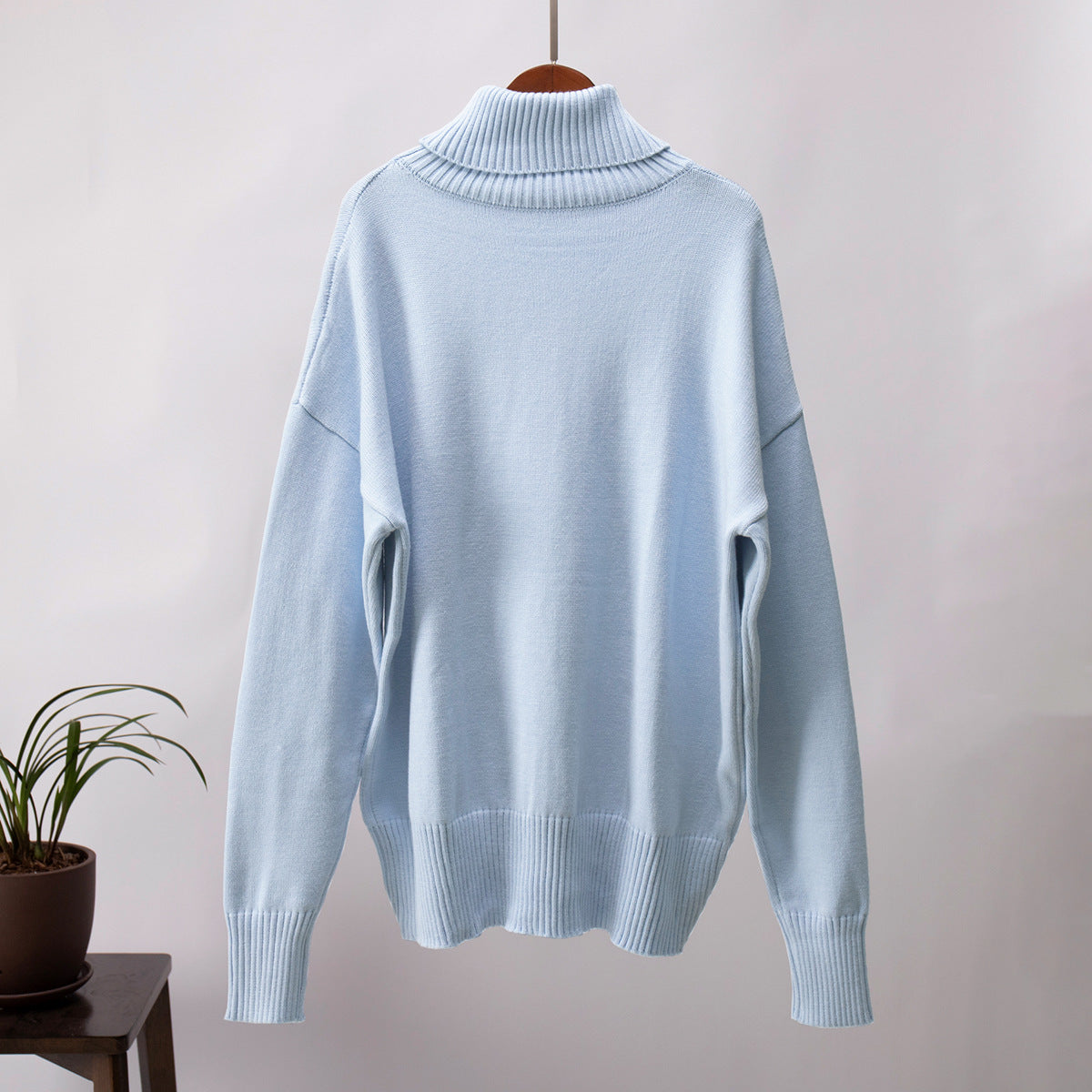 High Collar Loose Sweater - DippedShop Wholesale - #9411