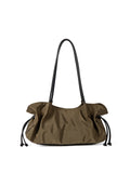Casual Solid Color Drawstring Ruffled Shoulder Bag 6W10BBG1363
