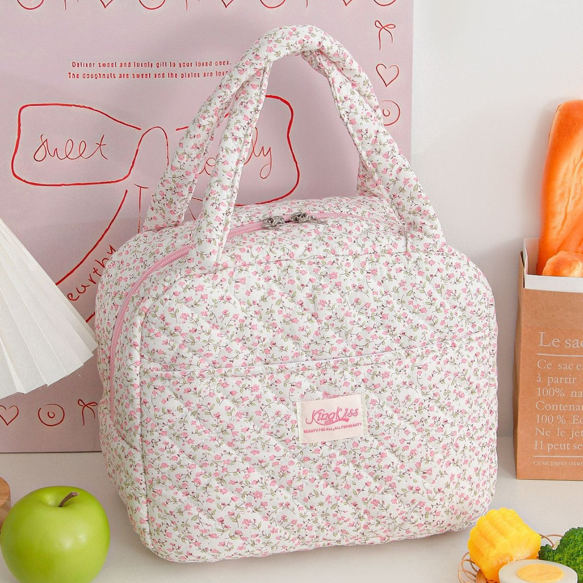 Strawberry Quilted Cosmetic Bag - DippedShop Wholesale - #1859