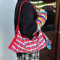 Retro Plaid Color Block Underarm Bag 6W10BBG1326
