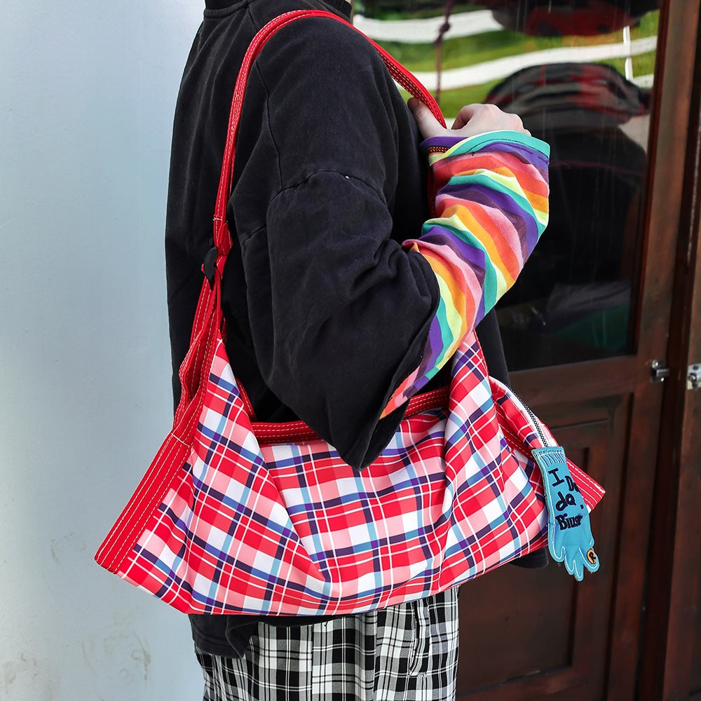 Retro Plaid Color Block Underarm Bag 6W10BBG1326