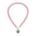 Sweet Heart Pendant Beaded Chain Necklace 6W6JNC378L